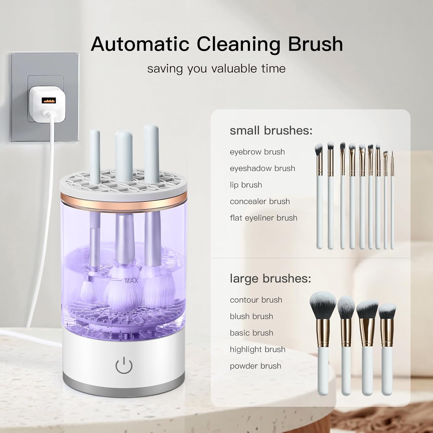 Electric Makeup Brush Cleaner, Portable Make Up Brush Cleaner Machine for All Makeup Brushes with Makeup Brush Cleaner Mat.