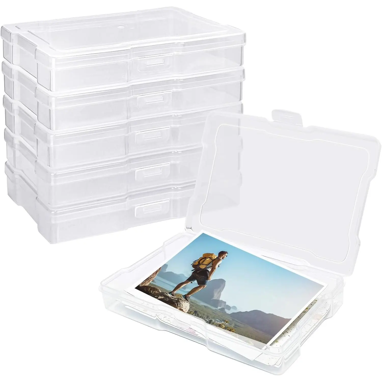 6 count Photo Storage Containers,Photo Storage Craft Keeper,4" x 6" Photo Storage Boxes,Plastic Photo Case for Cards,,Pictures,Photos,Scrapbooking (6)