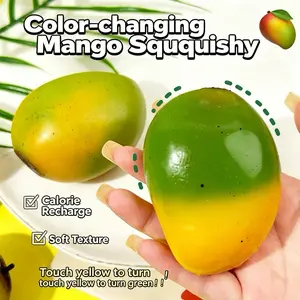 Simulated Mango Color Changing Pinch Fun Color Changing Soft Rubber Slow Rebound Stress Relieving Toy Creative Fruit Styling Ventilatory Stress Relieving Small Item