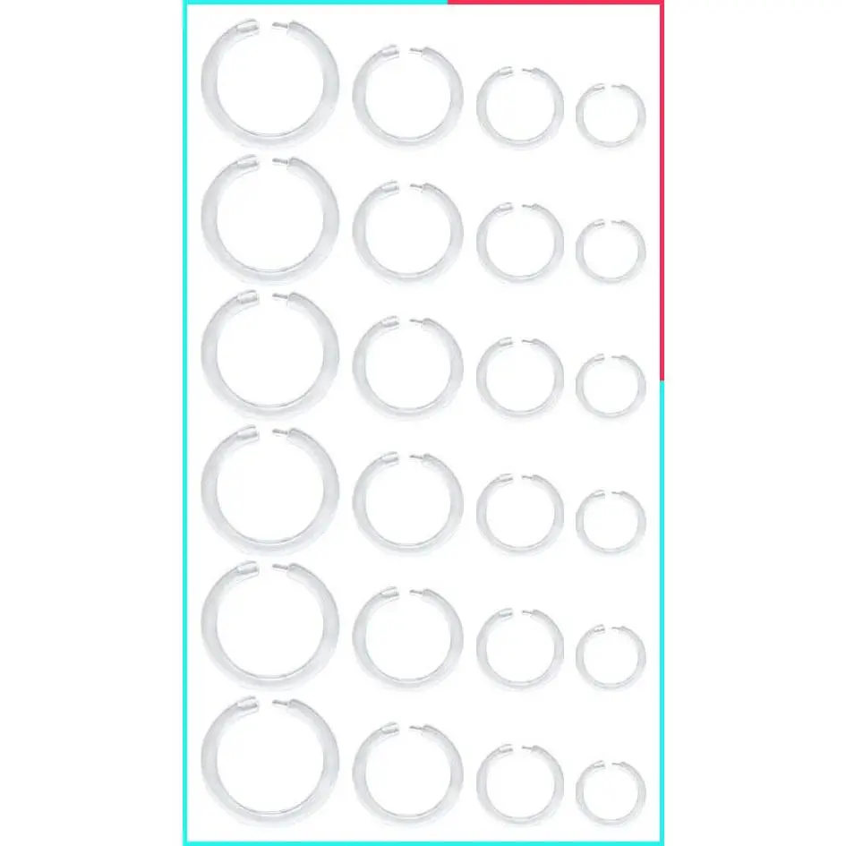 Clear Bioflex Septum Ring Nose Hoop Daith Retainer for Work & Surgery - Plastic Cartilage Tragus Helix Lobe Earrings, Tongue Lip Piercing Clicker Horseshoe Barbell 6-12mm 18G