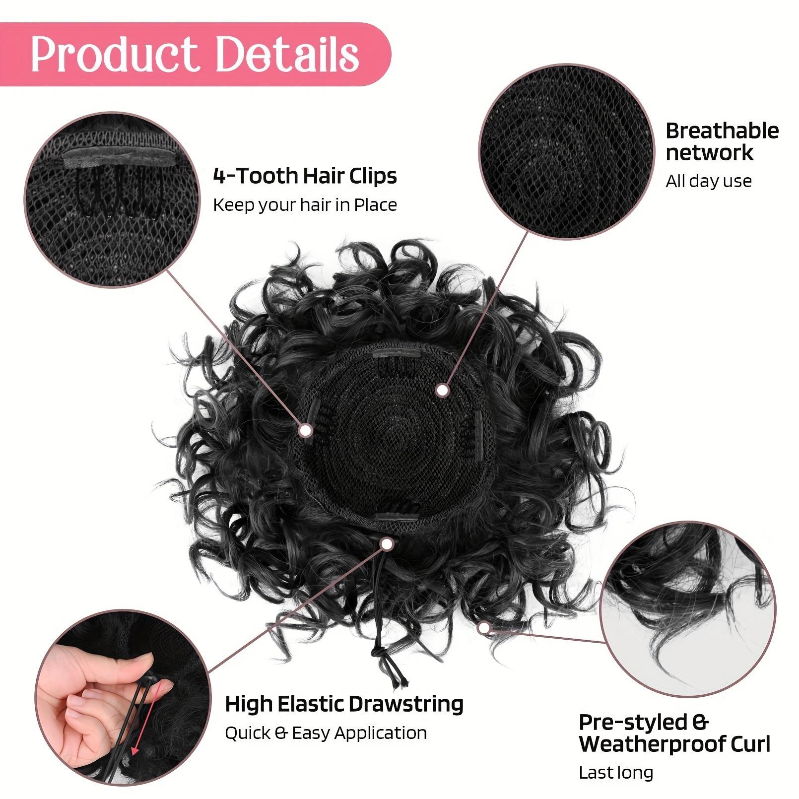 Women's Messy Small Curl Bun  Synthetic Fiber Drawstring Hair Bun Scrunchie for Messy Bun Style