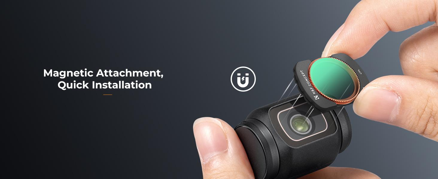 K&F Concept Polarizing Lens Filter for DJI Osmo Pocket 3/XTRA/Pocket 4, Camera Accessories with Multi-Layer Coatings & Alloy Frame, Includes Filter