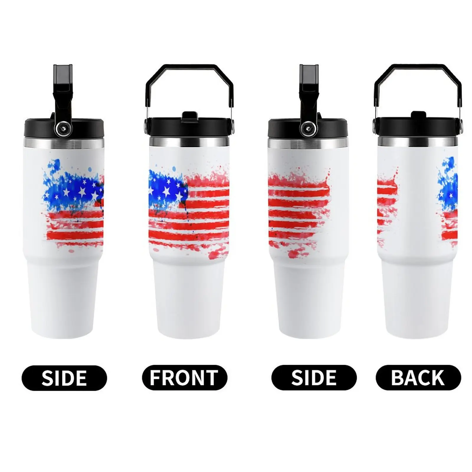 1 American-style Portable Vacuum Insulated Water Bottle - 30oz Stainless Steel Travel Drinking Cup with Lid, Capable of Holding Ice Cubes and Coffee, Suitable for Car Use and Outdoor Activities. It Is An Ideal Gift for Family Members.