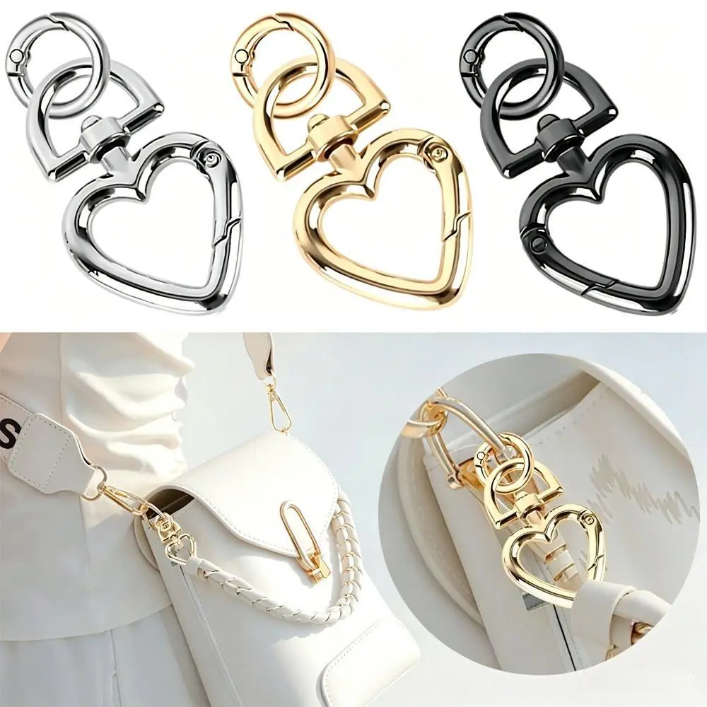 3-Piece 360° Rotatable Double Spring Buckle Set - Heart Shape Bag Chain, Lanyards, Bag Strap Replacements for Crossbodies, Universal Unisex DIY Handbag Hardware Fashion Accessories, Purse Accessories, Girly Purse Accessories