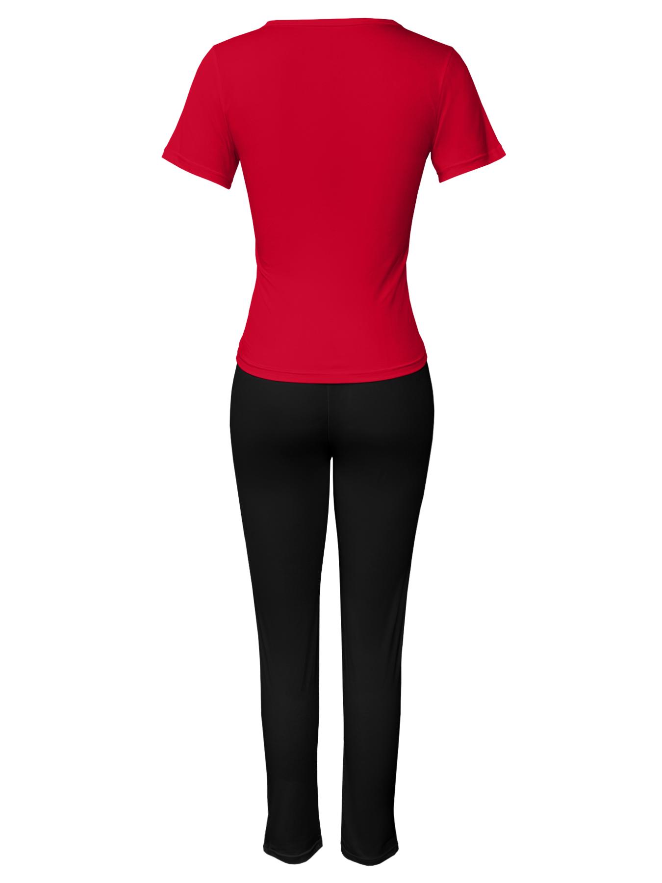 Two-piece Set Women's Cartoon Bear Print Short Sleeve Tee & Skinny Pants, Casual Round Neck T-shirt & Trousers for Spring & Fall, Ladies Clothes for Daily Wear