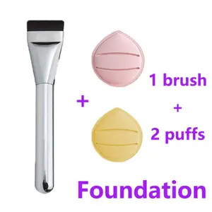 Multi-functional oval foundation brush comes with two large soft sponge cushion puffs, ultra-fine skin-friendly nylon bristles, ideal for facial contouring, smooth, high-quality bristles, an essential makeup tool