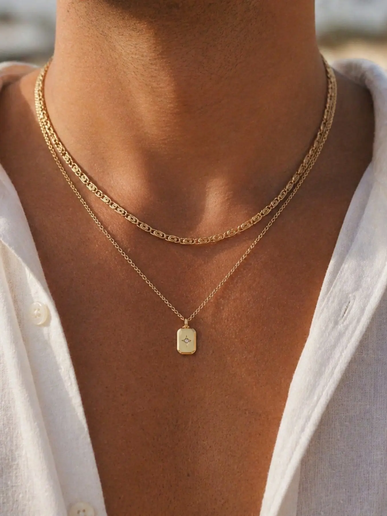 2-Piece Vintage Jesus Cross Pendant Necklace Set, Fashionable Layered Necklaces, Casual Alloy Chain, Suitable for Men, All Seasons