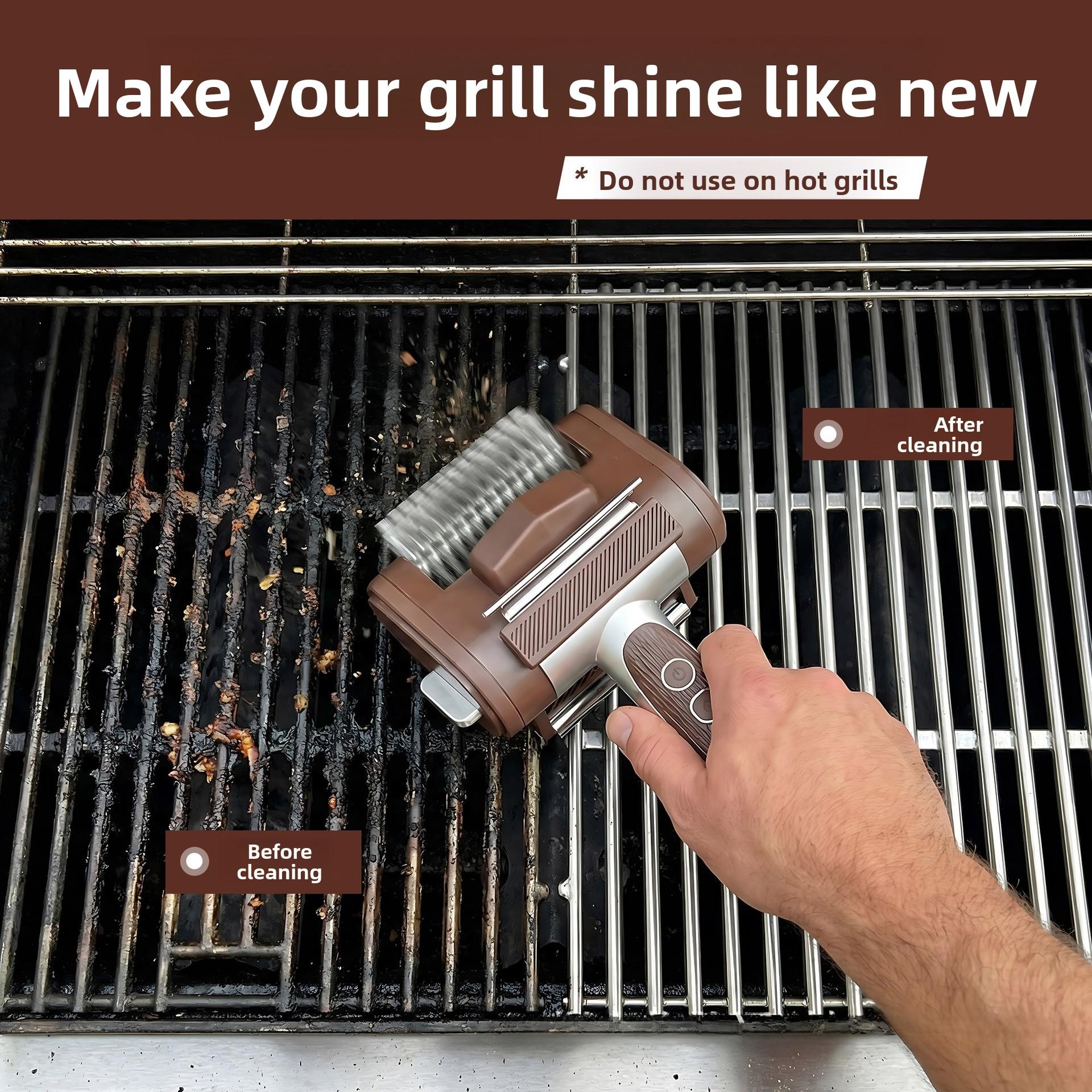 LED Light Electric BBQ Brush Rechargeable Wireless Camping Grill Cleaning Special for Spring Outdoor Barbecue Wholesale Drill Impact High-Torque Cordless