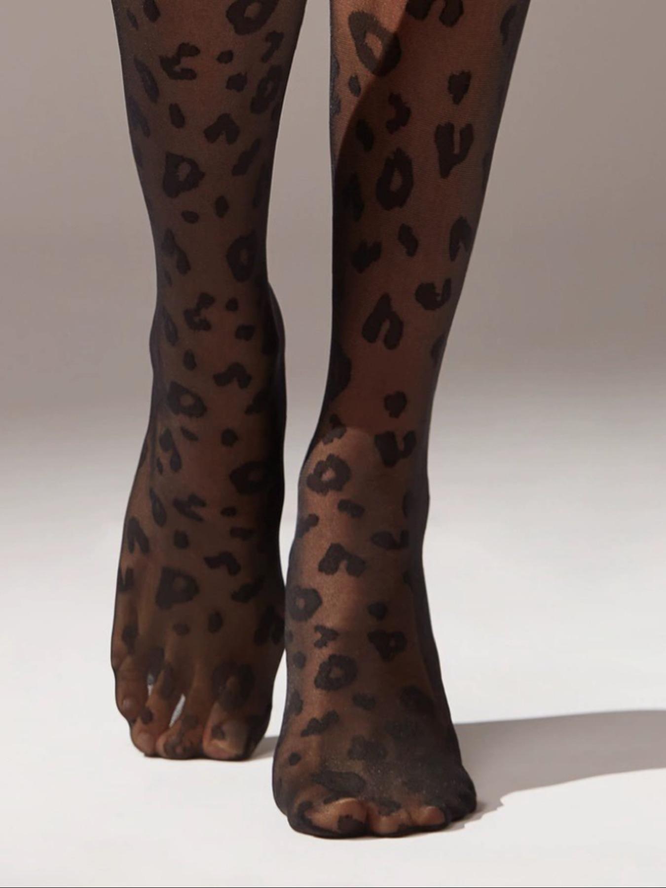 Women's Leopard Print Sheer Tights, High Stretch Pantyhose for Daily Wear, Ladies Bottoms for All Seasons