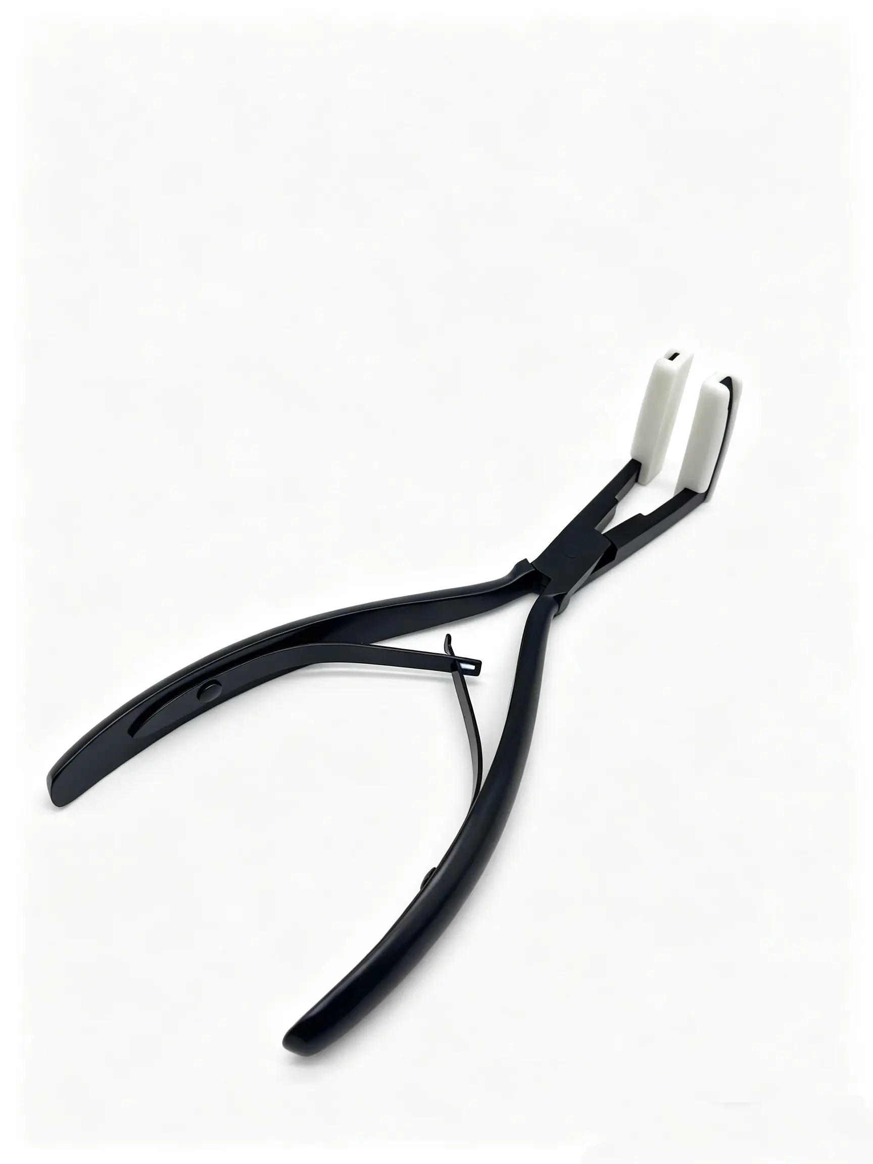 Black Stainless Steel Hair Extension Pliers with White Soft Rubber Tips, Micro Bead Hair Extension Installation Tool, Hair Salon Tools