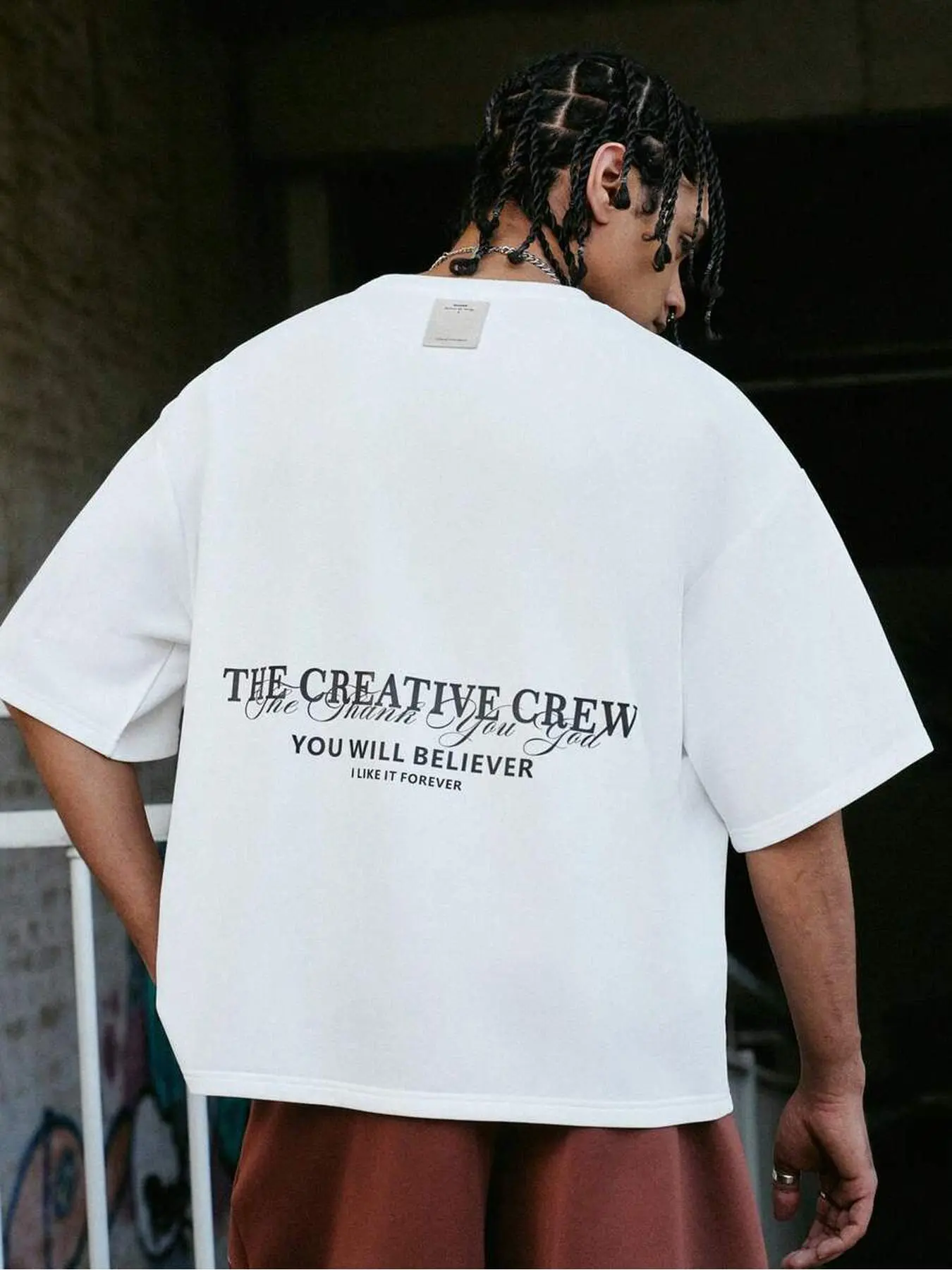 Minimal Vintage Script Text Crew Neck Cropped Tshirt For Men Solid White Cropped Cut Back Multi Font Inspirational Letter Slogan Graphic Short Sleeve Top For Daily Casual Street Outfit Ideal Birthday Gift For Guys Clean Aesthetic Fashion Fans
