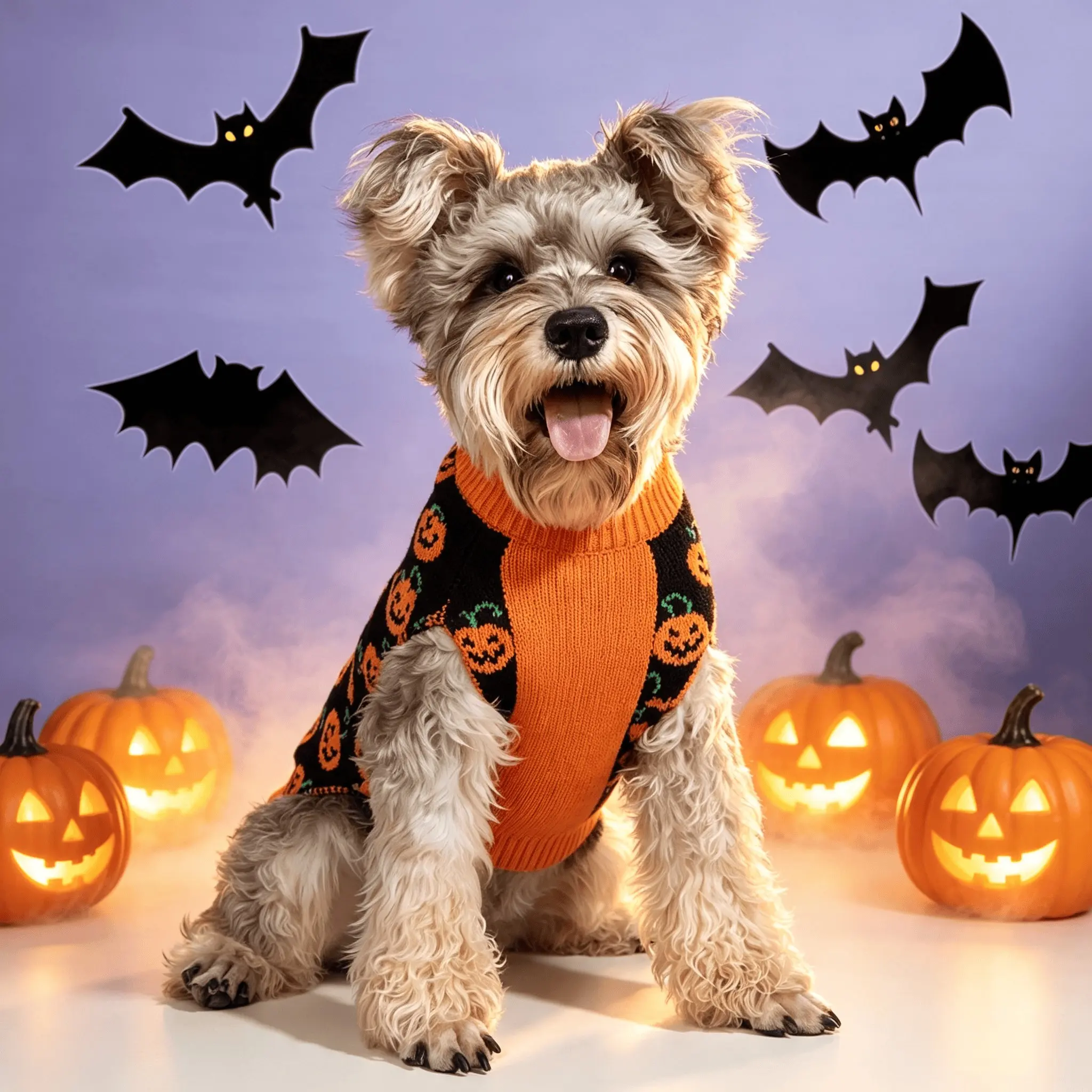 1 PC Halloween Dog Sweater, suitable for small and medium-sized dogs. Cute pumpkin pattern, high-neck dog outfit. Warm knitted orange knitted dog clothing. Suitable for Halloween parties and pet photos. Soft and skin-friendly pet festival clothes.