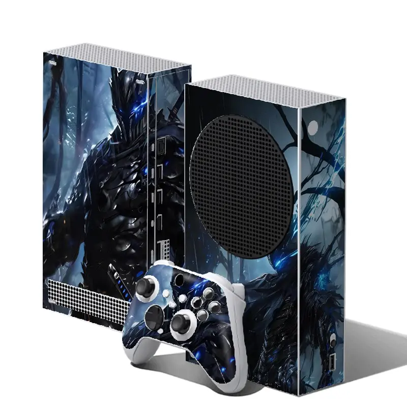 Dark Fantasy Forest Armored Knight Vinyl Skin Cover for Xbox Series S Console and Wireless Controller, Waterproof, Scratch-Proof & Long Lasting, Removable Without Residue Game Console Decor Sticker