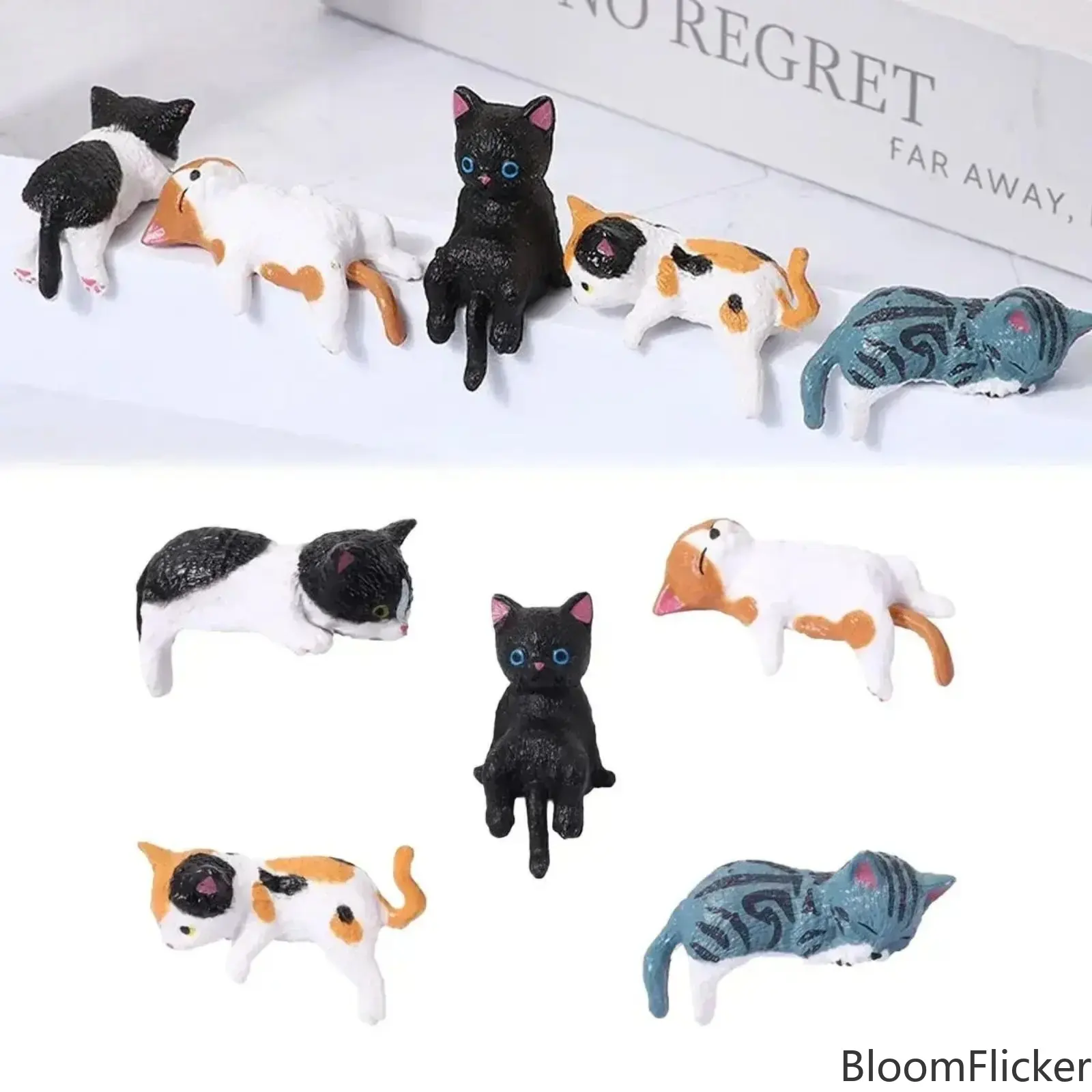 5Pcs Trendy Cute Cartoon Cat Mini Figurine Set, Compact Vivid Resin Ornaments for Car Dashboard, Fridge & Computer Monitor, Sturdy Tiny Decor for Vehicle Interior, Office Desks and Indoor Room Styling