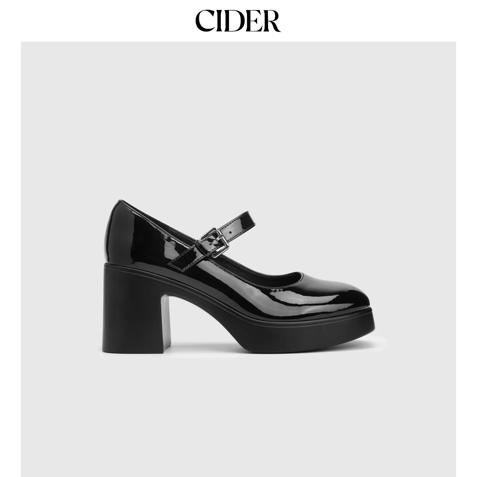 Cider [2 colors, size 36-41] Basic Chunky Heeled Single Band Mary Jane Shoes SohoChic