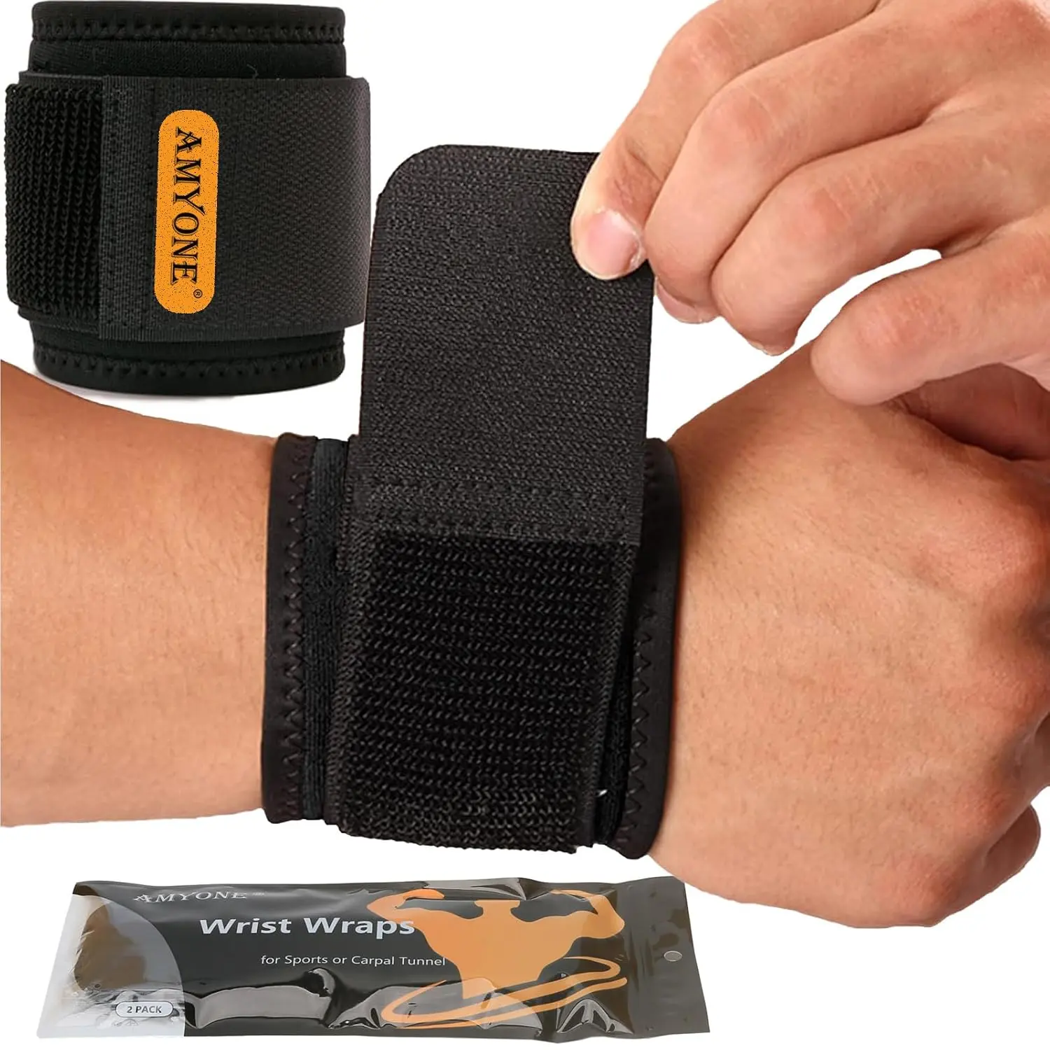 Sports Wrist Brace, 2 PACK Wrist Wraps for Carpal Tunnel for women and men.Wrist Straps for Weightlifting, Working Out and Pain Relief.Flexible, Highly Elastic, Adjustable, Comfortable and Multi-Functional