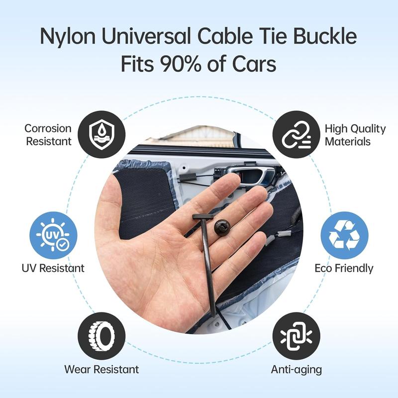 Nylon Zip Tie Wraps, Self-Locking Rivet Design, UV Resistant Cable Ties for Car Bumper & Mudguard Use, Pack of 50