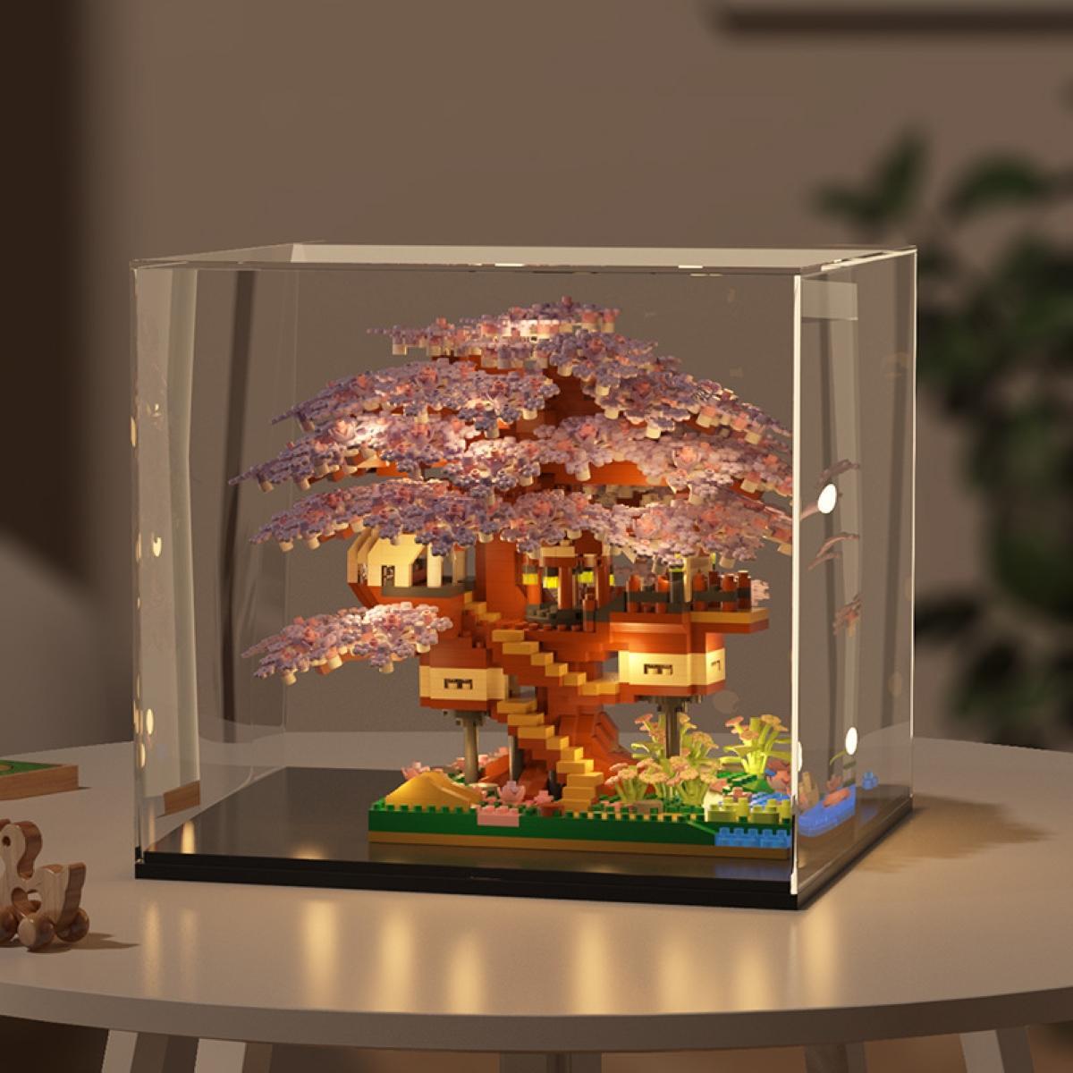 Mini Cherry Blossom Tree House Building Blocks Model (1 Box), Creative House Building Kit and Educational Blocks Toy for Kids, Home Decoration, Birthday and Festival Gift