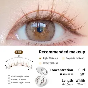 Brown Magnetic False Eyelashes Glue-free ReusableNatural Soft Light Weight Eye Makeup Set With Applicater One-piece box Easy To Carry Eyelash Tool