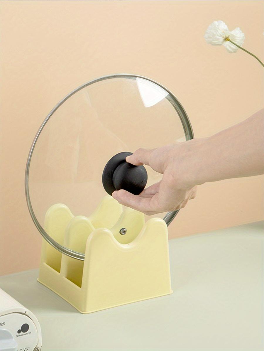 1pc Pot Cover Rack, Household Kitchen Countertop, Sitting Chopping Board Rack, Cutting Board Storage Rack, Multifunctional Drainage Storage Rack