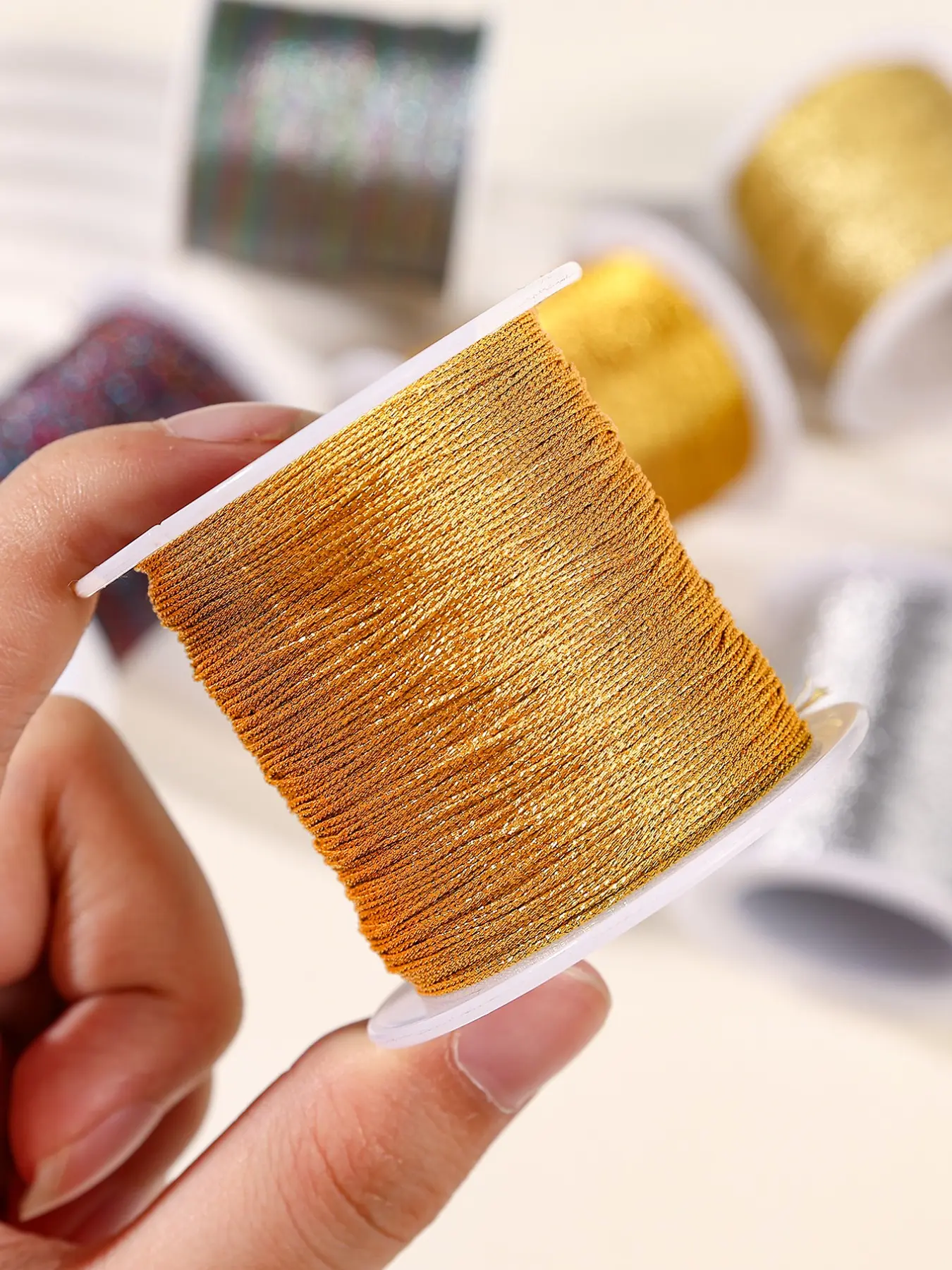 Gold/Silver Thread Macrame Cord Rope Braided String For Bracelet Necklace DIY Creativity Crafting Tassels Beading Shamballa String Jewelry Making Supplies Creative Expression