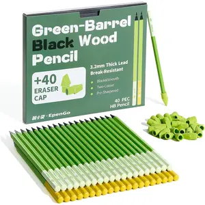 #2 HB Pencils Bulk 40 Pack Pre-Sharpened with Eraser 3.2mm Thick Break-Resistant Lead Black Wood Pencils for School Classroom & Office Supplies