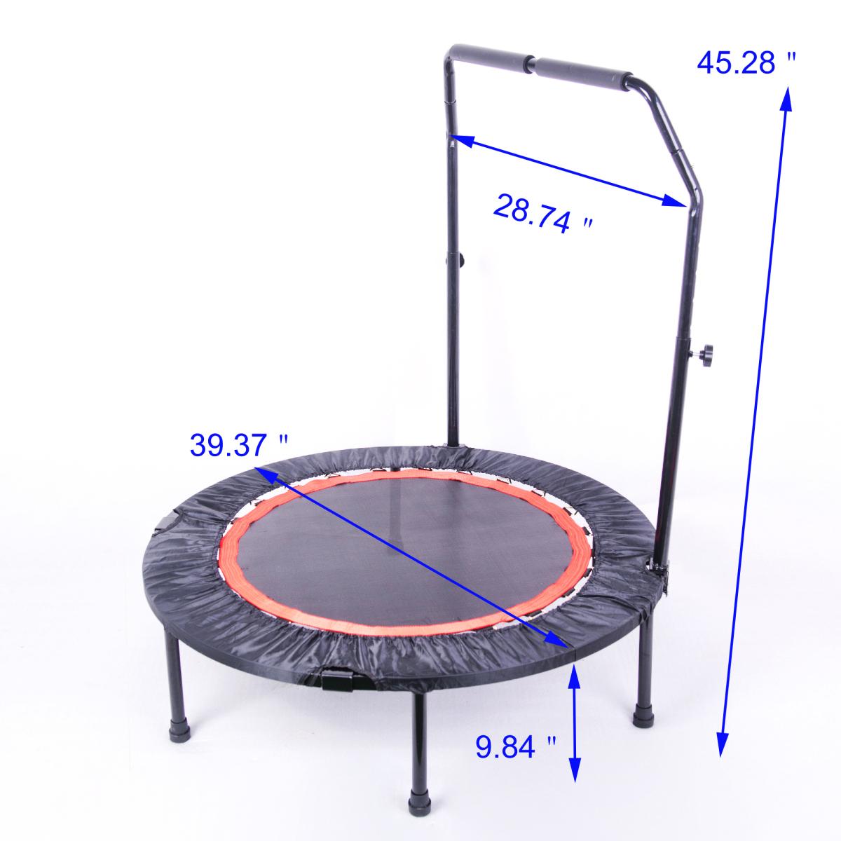 [Fahuac] Foldable Mini Trampoline 300LBS Capacity - 28 Spring Fitness Rebounder with Adjustable Foam Handle, Portable Exercise Trampoline for Home Gym.