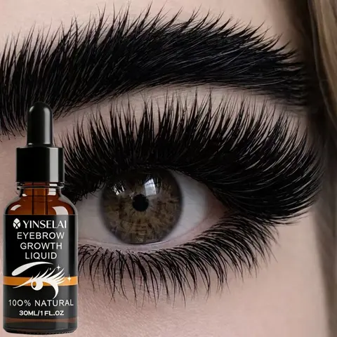 Brow Lash Essence 30ML, Natural Ingredients, Dropper Design, Rich in Castor Oil, Ginseng Extract, Nourishes Eyelashes and Brows, Thicker Lashes, Hair Growth Enhancing Serum, Eyelash Brow Enhancer