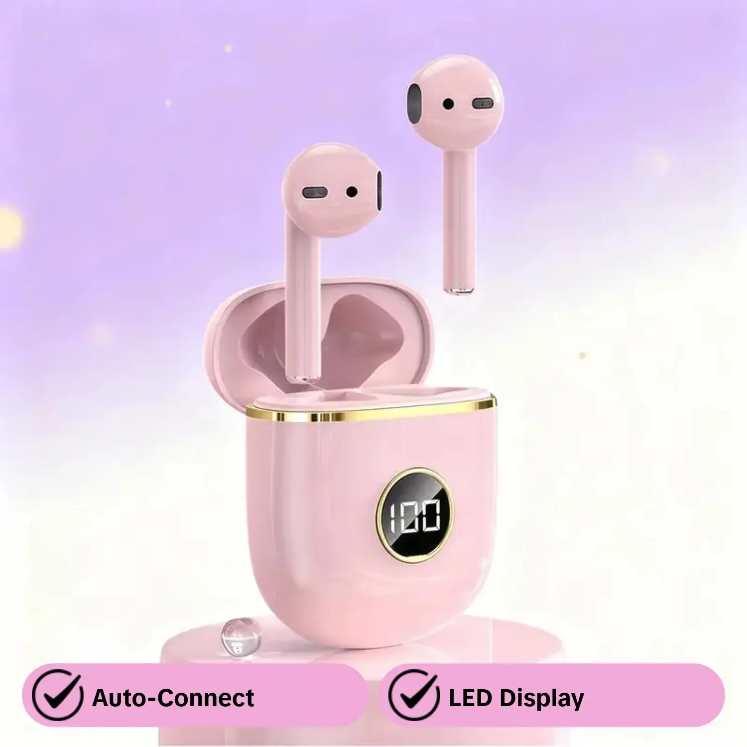 In-Ear Wireless Bluetooth Headphones, Electronic Earphones, with Auto Connect, Long Battery Life, LED Display, Ideal for Music Lovers and Fitness Enthusiasts Sports Chargeable Portable Earbuds