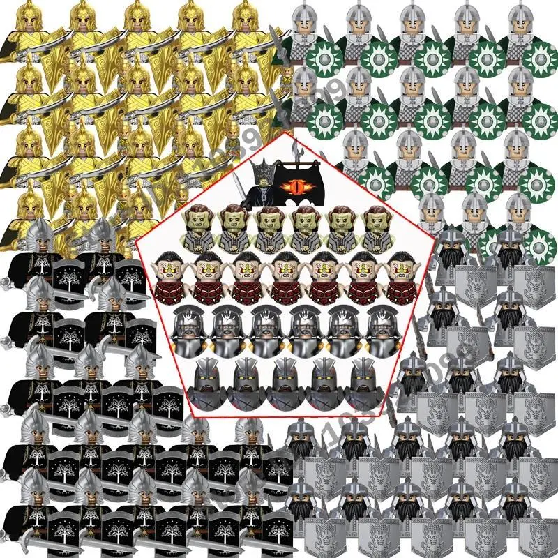 Medieval War Soldiers Figures Movie Characters Building Blocks Toys Elves Orcs Dwarves Warrior Knights King Battlefield Bricks
