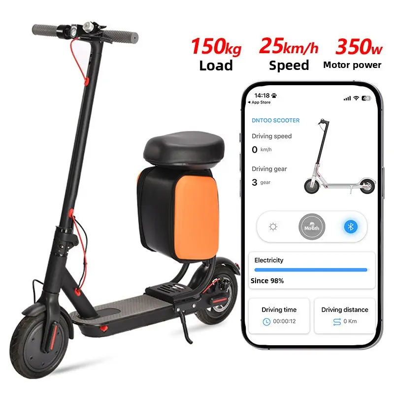 Foldable Electric Scooter with Seat, Portable Two-Wheel Scooter for Students, Adult Commuting Scooter