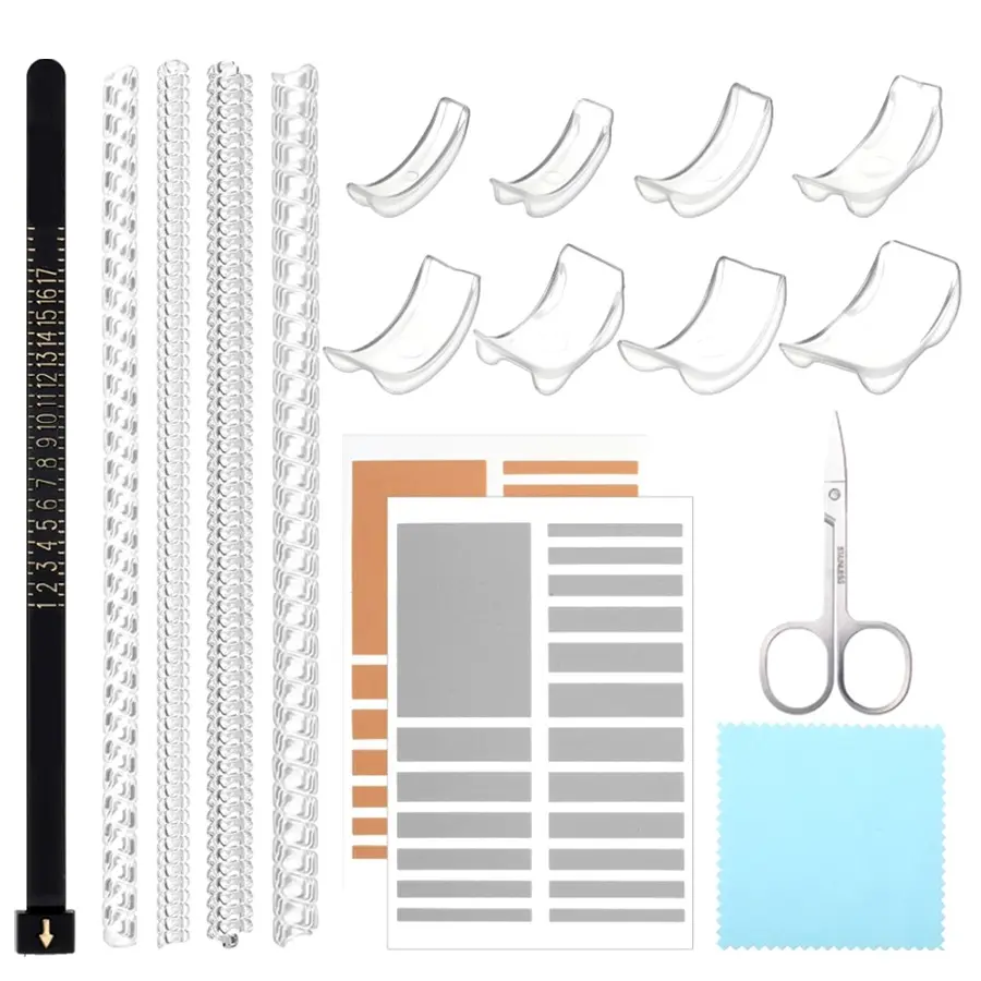 17-Piece Ring Size Adjustment Kit, Includes 8 Invisible Adjusters, 4 Wrapping Strings, 2 Non-Slip Pads, Jewelry Cleaning Cloth, Unisex Gift