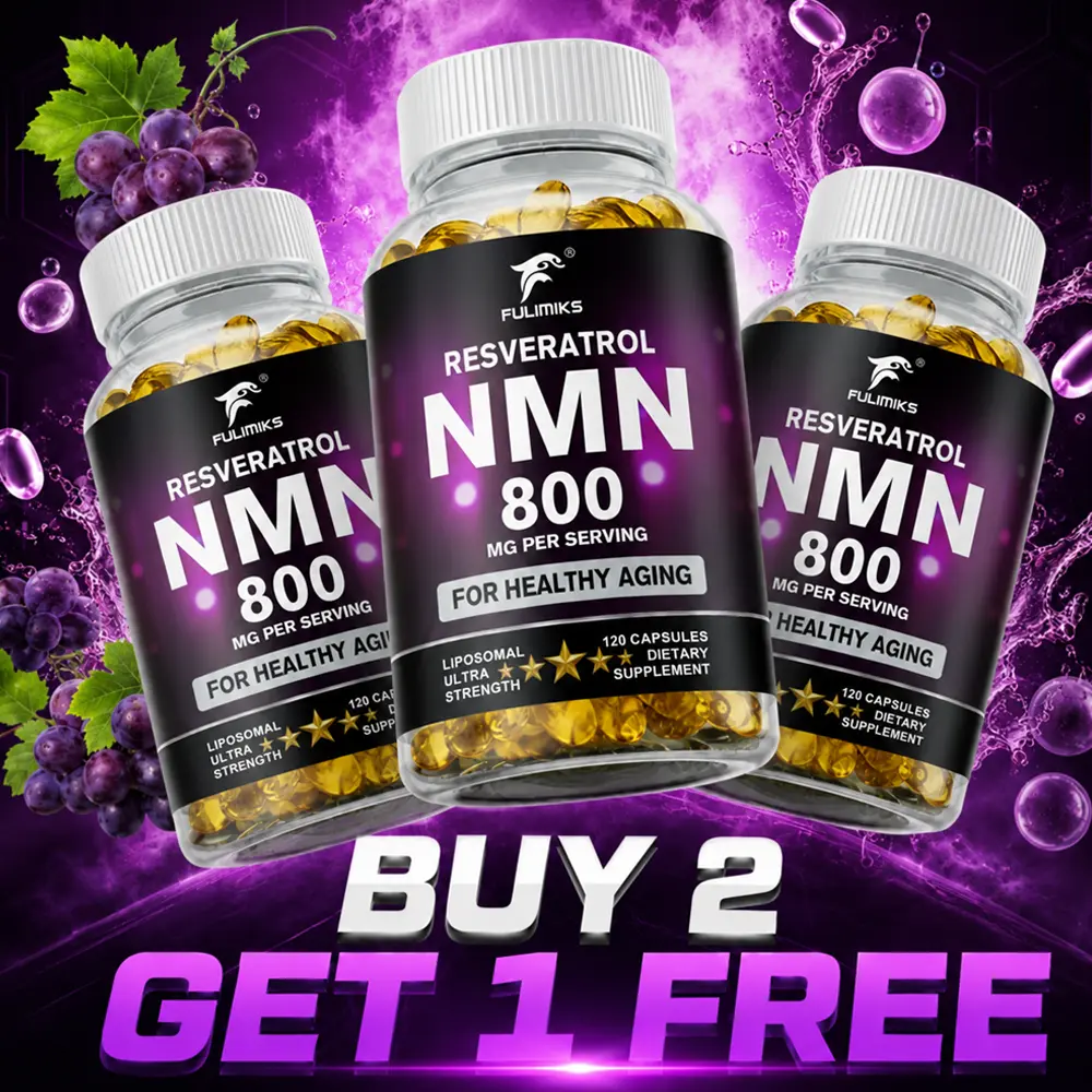 Buy 2, Get 1 Free,Liposomal NMN 500mg + Resveratrol 300mg Anti Aging Complex, NAD+ Precursor, Healthy Aging Supplement High Absorption Formula 3 Bottles, 120 Capsules