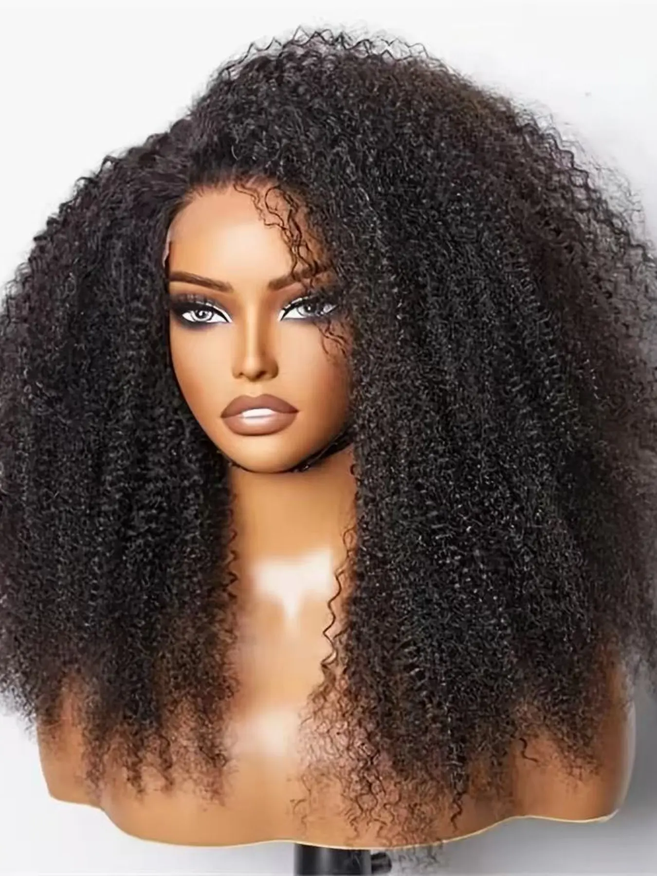 26Inch 180%Density Long Kinky Curly Wigs Lace Front Wigs Natural Black Color Heat Resistant Glueless Soft and Breathable Comfortable Wear Black Women's Daily Wear Wigs