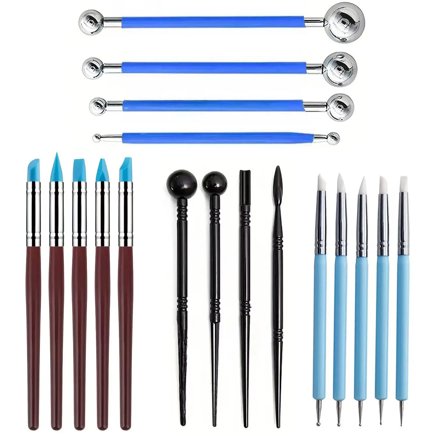 18 count Clay Sculpting Tool Set, Polymer Clay Kit with Ball Stylus Pens,  Sculpting Brushes & Detail Carving Tools, Professional Pottery Modeling Tools for Clay, Ceramic & DIY Crafts