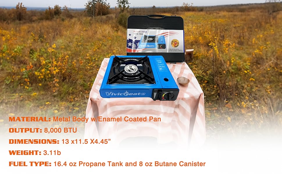 Vivicreate 7000 BTU Portable Butane Camping Stove – Korean Style Outdoor BBQ Burner for Hiking, Travel, and Emergency Cooking Vivicreate 7000 BTU Portable Butane Camping Stove – Korean Style Outdoor BBQ Burner for Hiking, Travel, and Emergency Cooking