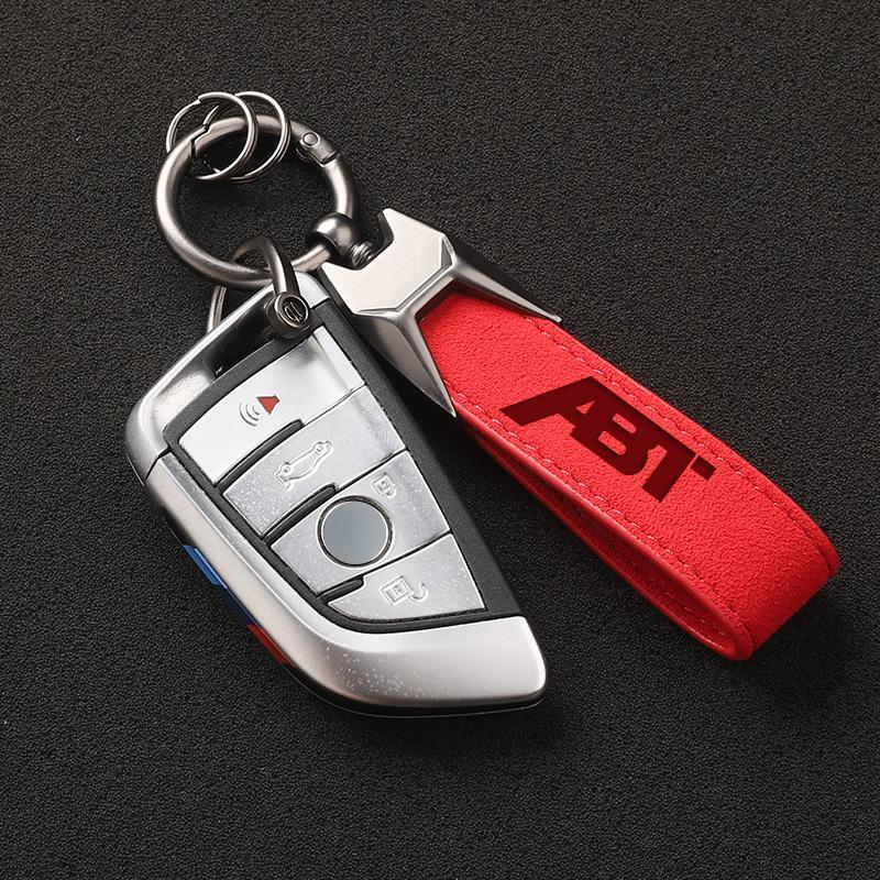 New Suede Leather ABT Keyring Car Keychain for Audi A3 A4 A5 A6 A7 Q3 Q5 Q7 Q8 RS3 RS6 S3 S5 VW Golf 4 5 6 7 Passat Accessories