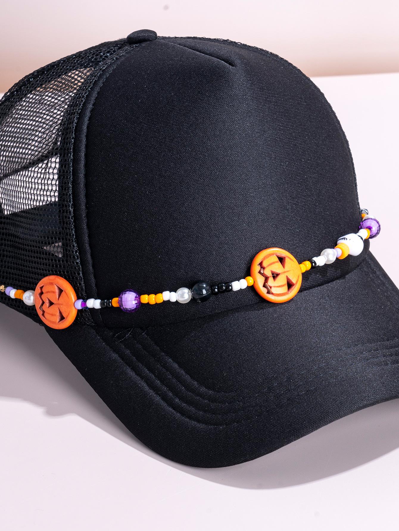 Small-scale yet versatile pearl bow baseball cap accessory, colorful dopamine hat chain, high-end and glittering small-scale design cross pendant necklace, shiny collar chain, women's accessory