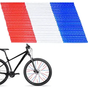 Reflective Bicycle Wheel Spoke Covers 72 Pcs Red White Blue for 4th of July