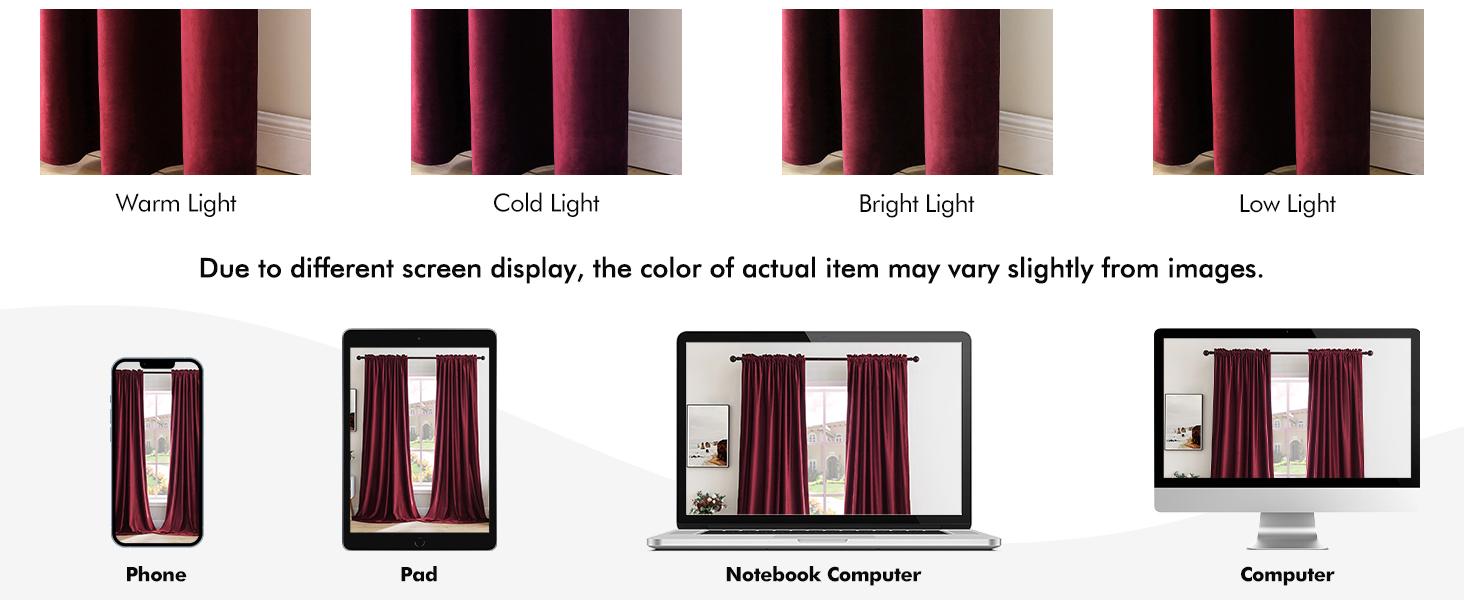 Burgundy Velvet Curtains Thermal Blackout Christmas Drapes for Bedroom Living Room Darkening 96 Inches Long Curtains Panels Rod Set of 2