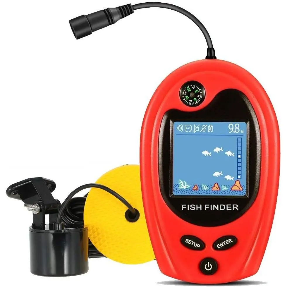 Sonar Portable Fish Finder Transducer Wired Water Depth Finders Boat Kayak Transducer Fish Finder Handheld Fishing Gifts for Men