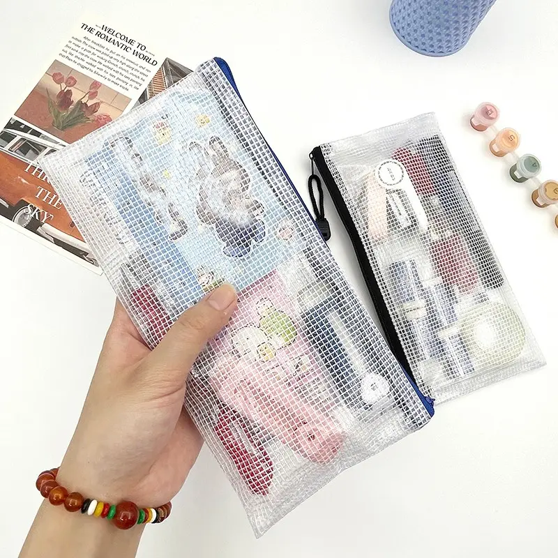 2/8/16pcs Zipper File Bags, Waterproof Travel Storage Pouches, Transparent Organizer for School Supplies, Bills, Cosmetics, Stationery, Clear Storage Bag
