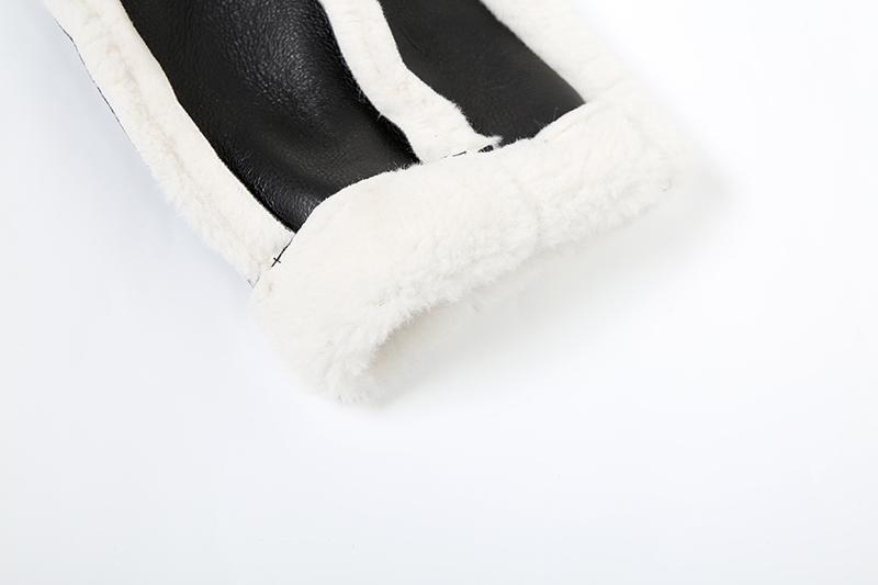 DOUCIU New Autumn And Winter Fashion Personality All-Match Hip-Hop Joint Cool Loose Casual Warm Ladies Retro Pu Leather Contrast Color Cardigan Short Jacket