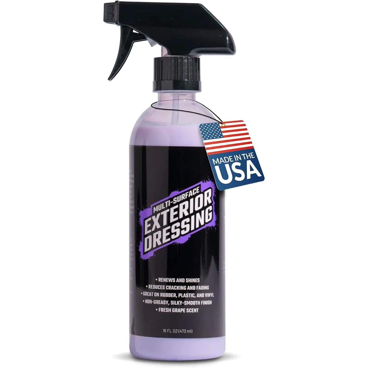 Multi-Surface Exterior Dressing – Restores, Protects & Shines Vinyl, Rubber & Plastic – Non- Silky Finish with  Grape Scent – 16 oz.