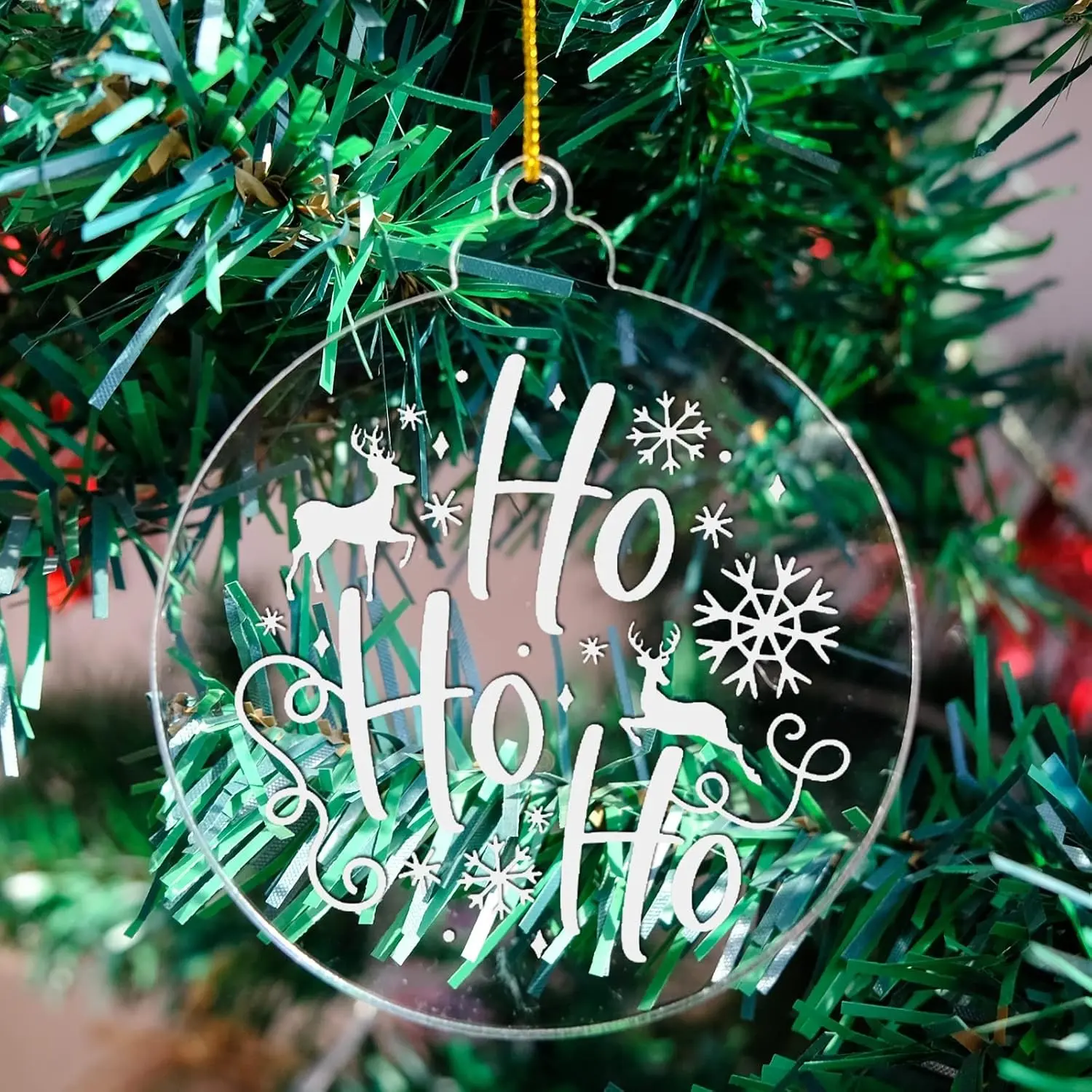 25 Pcs Clear Blank Christmas Ornaments- 3 Inch Transparent Acrylic Flat Ornaments for Crafts, DIY Acrylic Ornament Blanks for Stocking Tags Christmas Tree Decorations