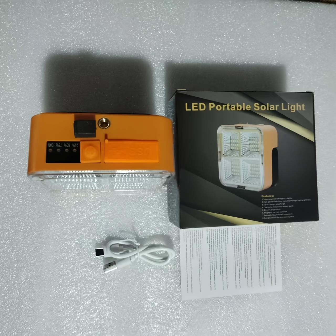 1pc Solar & USB Rechargeable LED Work Light - Portable Outdoor Floodlight with Magnetic Base, 1200mAh Lithium Battery Power Bank, ABS Polished Metal Finish for Camping, Hiking, Emergency & Construction, Camping Light | Compact Design | Sleek Metal Finish