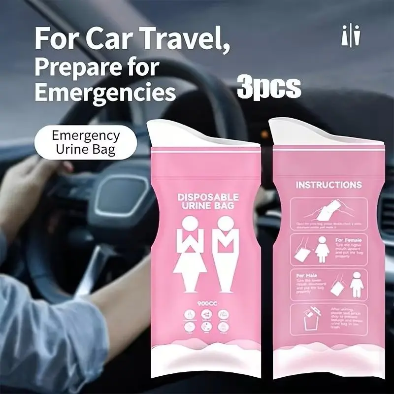 3-Pack Travel Emergency Bags for Cars, Disposable Hygiene Kits, Essential Items for On-The-Go Use, Convenient and Portable Design