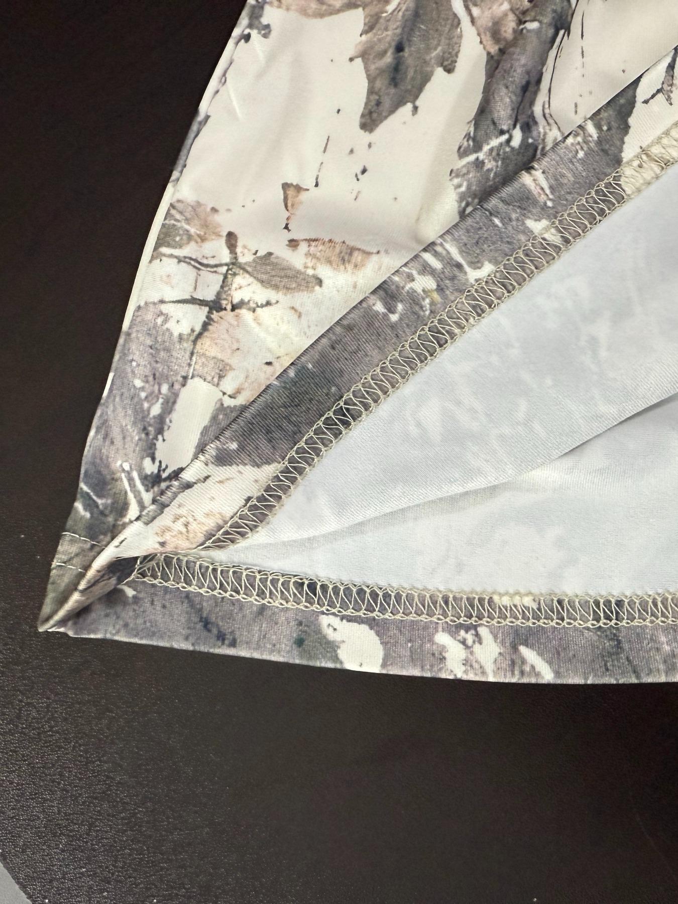 Women's All Over Print Round Neck Tee, Casual Camo Print Short Sleeve Crew Neck Knit T-shirt for Daily Wear, Ladies Clothes for All Seasons, Top