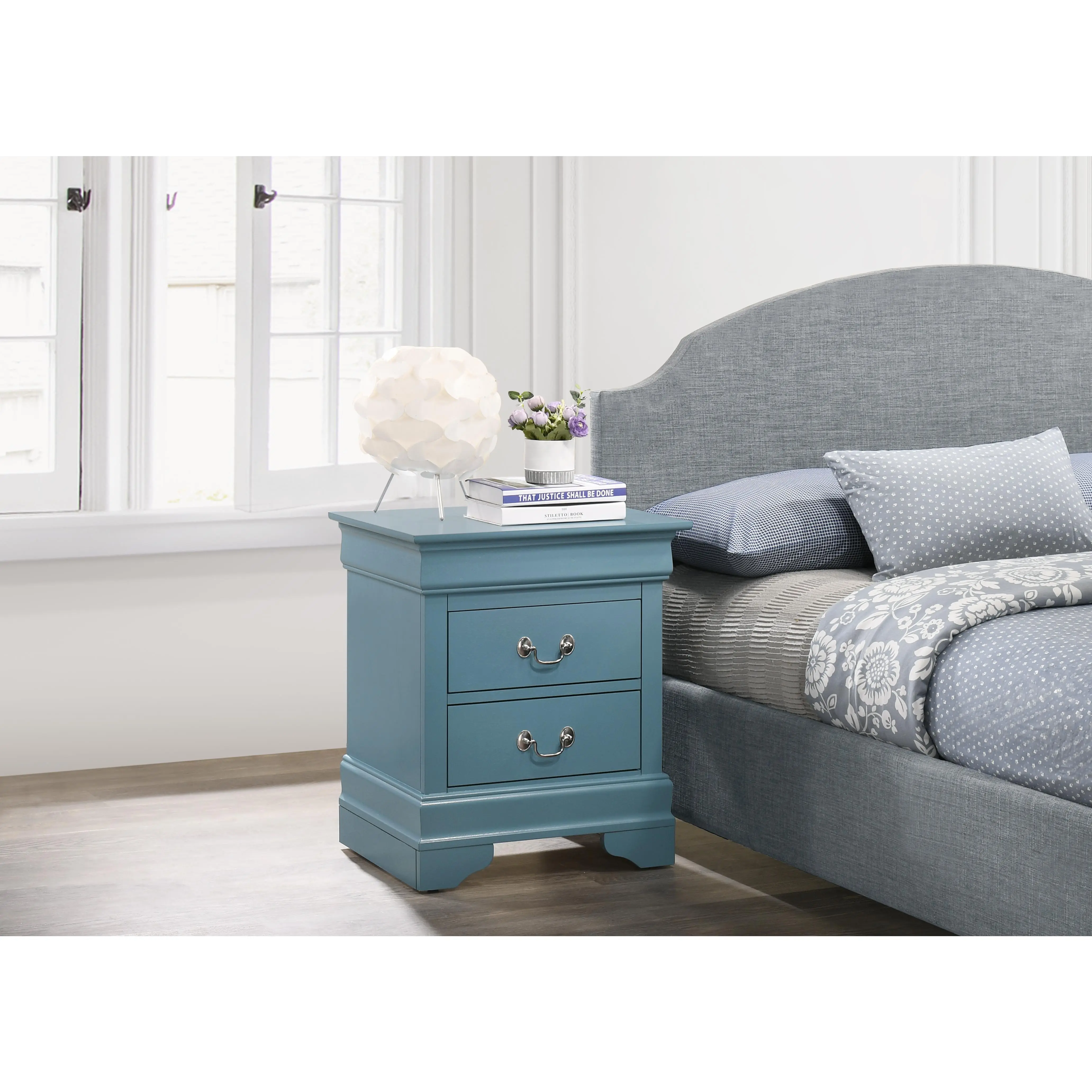 ARCH Compact Teal Traditional Nightstand Bedside Table for Bedroom, Small Space End Table with Storage Shelf, Sturdy Wood Accent Furniture, Nightstand for Living Room, Guest Room, Office, Dorm, Easy Assembly, 1-Pack, Bedroom Bedside Table