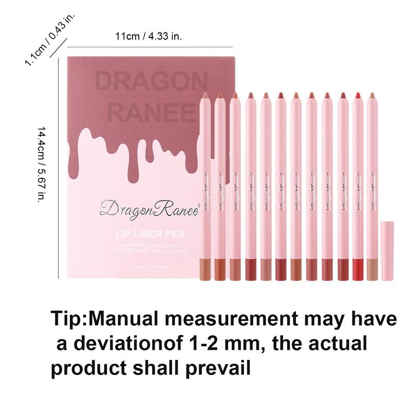 Multi Stick Lip Liner, 12pcs/set Long Lasting Lip Liner Kit, Waterproof Matte Lip Liner Pencil Suitable for All Occasions Makeup
